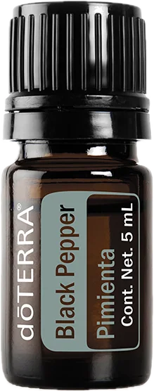 Pimienta Negra 5 mL, foto del producto con etiqueta en español