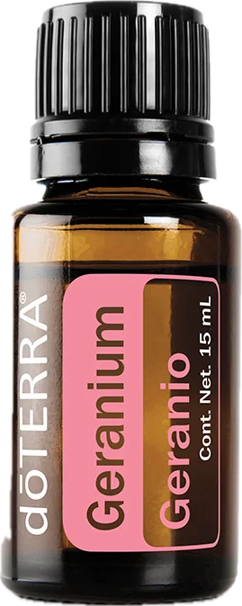 Geranio 15 mL, foto del producto con etiqueta en español